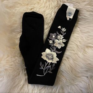 NWT Embroidered Free People Over the Knee Socks